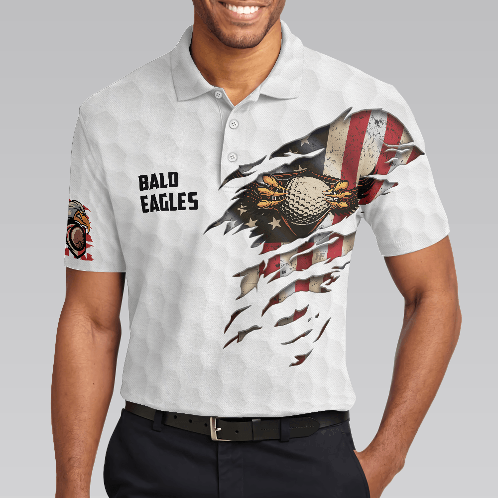 Men Polo Shirt - Bald Eagles Polo Shirt - Gift For Men - American Flag Shirt For Men - Amzanimalsgift