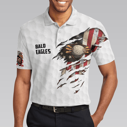 Men Polo Shirt - Bald Eagles Polo Shirt - Gift For Men - American Flag Shirt For Men - Amzanimalsgift