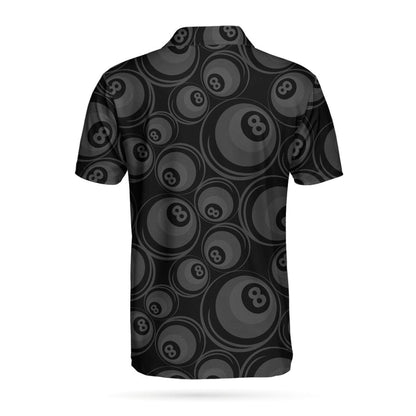 Men Polo Shirt - Billiards Black Background And Golden Pattern Polo Shirt - 8-ball Polo Shirt, Best Billiards Shirt For Men - Amzanimalsgift