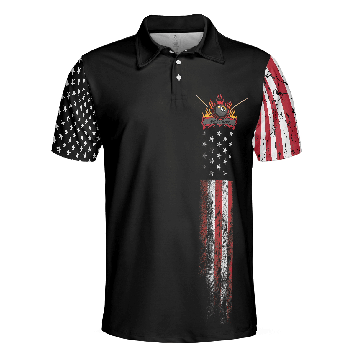 Men Polo Shirt - Billiards Eagle American Flag Black Polo Shirt - 8-ball Black Theme Polo Shirt, Best Billiards Shirt For Men - Amzanimalsgift