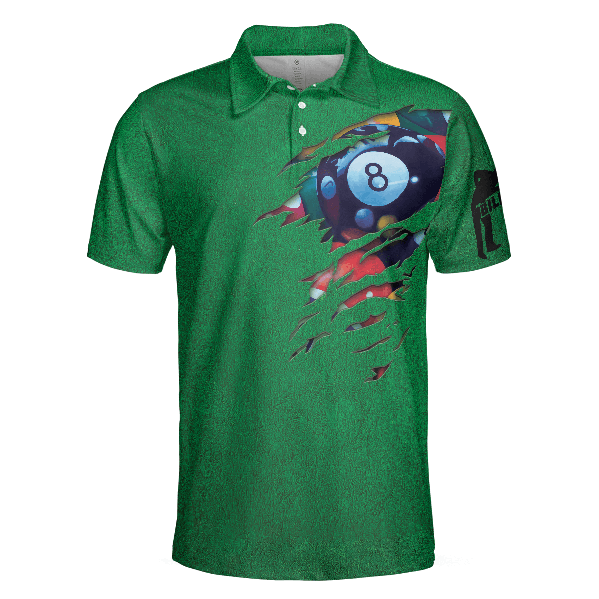 Men Polo Shirt - Billiards Green American Flag Polo Shirt, Unique Billiards Shirt For Men - Gift For Billiards Player- Cool Gift For Pool Players - Amzanimalsgift