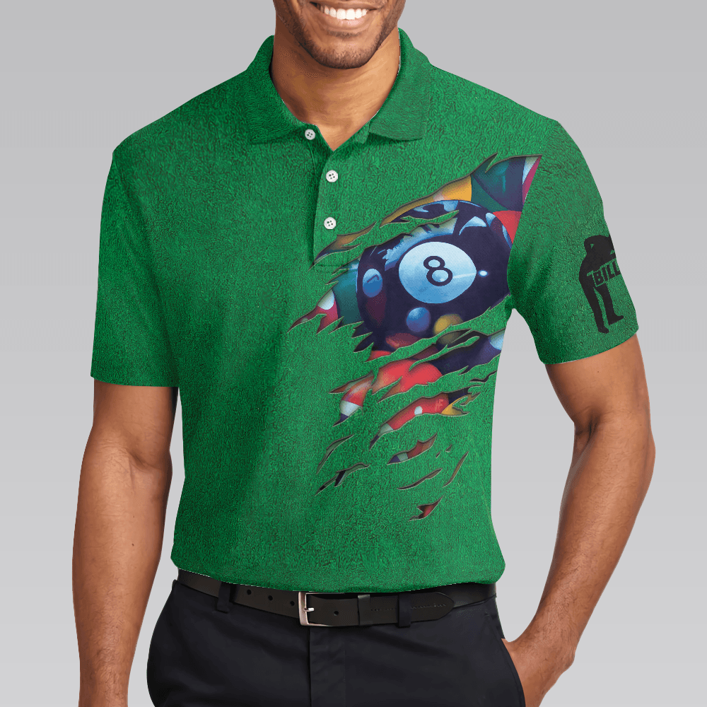 Men Polo Shirt - Billiards Green American Flag Polo Shirt, Unique Billiards Shirt For Men - Gift For Billiards Player- Cool Gift For Pool Players - Amzanimalsgift