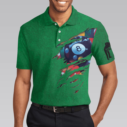 Men Polo Shirt - Billiards Green American Flag Polo Shirt, Unique Billiards Shirt For Men - Gift For Billiards Player- Cool Gift For Pool Players - Amzanimalsgift