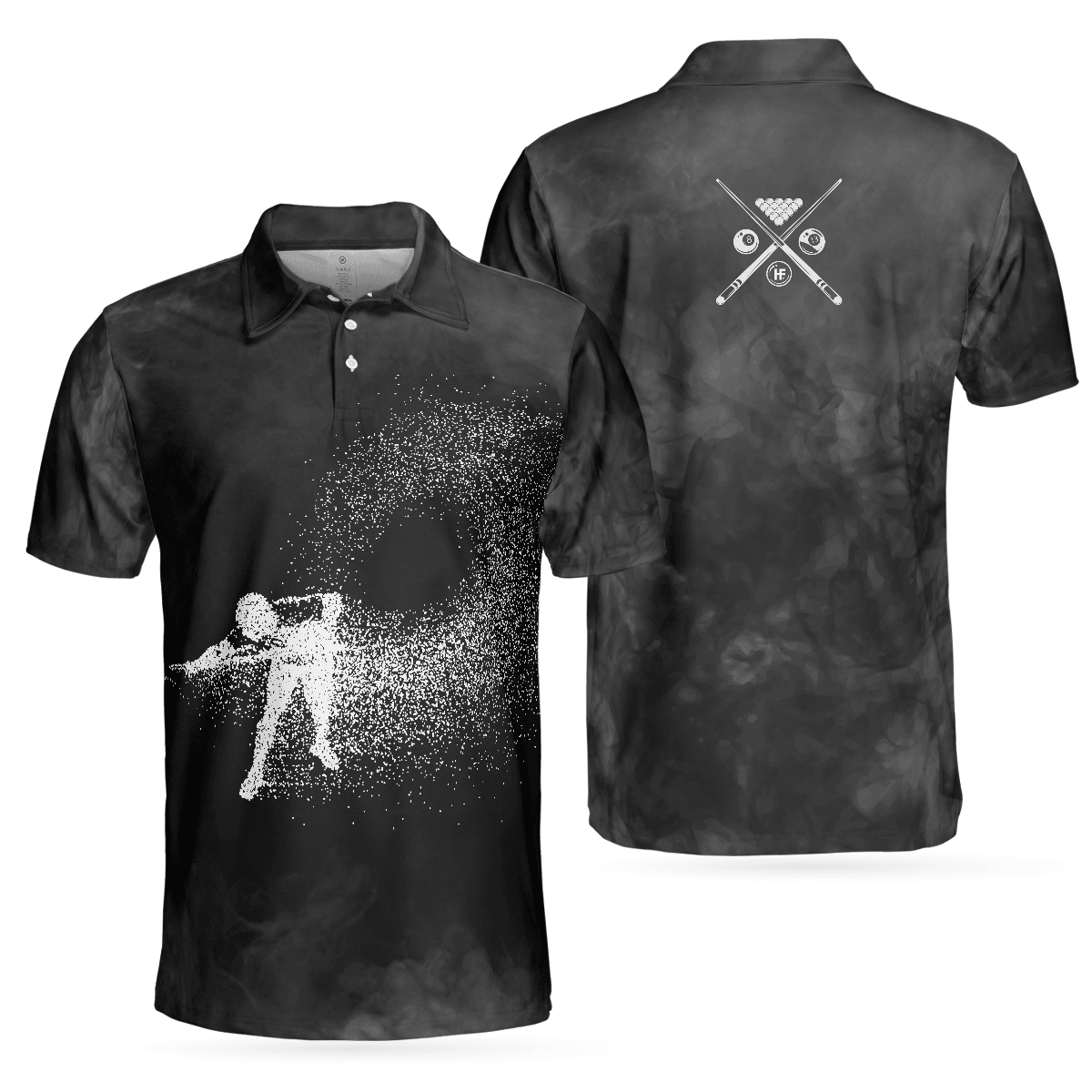 Men Polo Shirt - Billiards On Smoke Background Polo Shirt, Smoke Billiards Player Polo Shirt - Best Billiards Shirt For Men - Amzanimalsgift