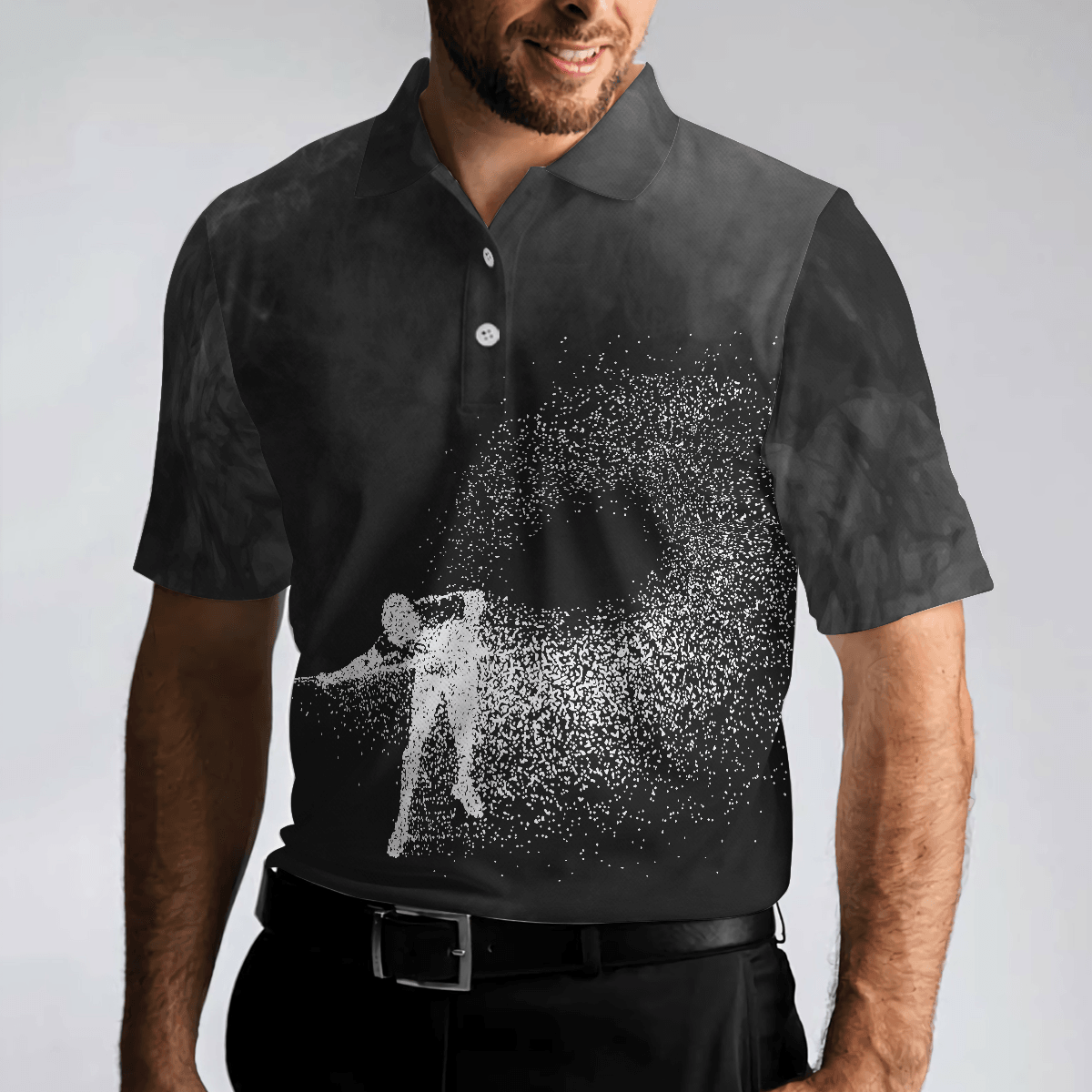 Men Polo Shirt - Billiards On Smoke Background Polo Shirt, Smoke Billiards Player Polo Shirt - Best Billiards Shirt For Men - Amzanimalsgift