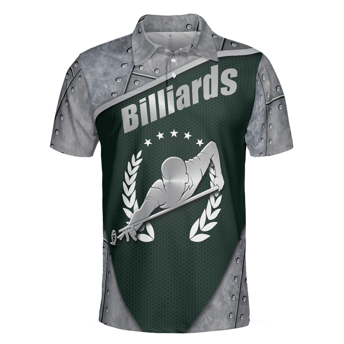 Men Polo Shirt - Billiards Steel Pattern Polo Shirt, Cool Pool Player Billiards Shirt For Men - Best Billiards Shirt For Men - Amzanimalsgift