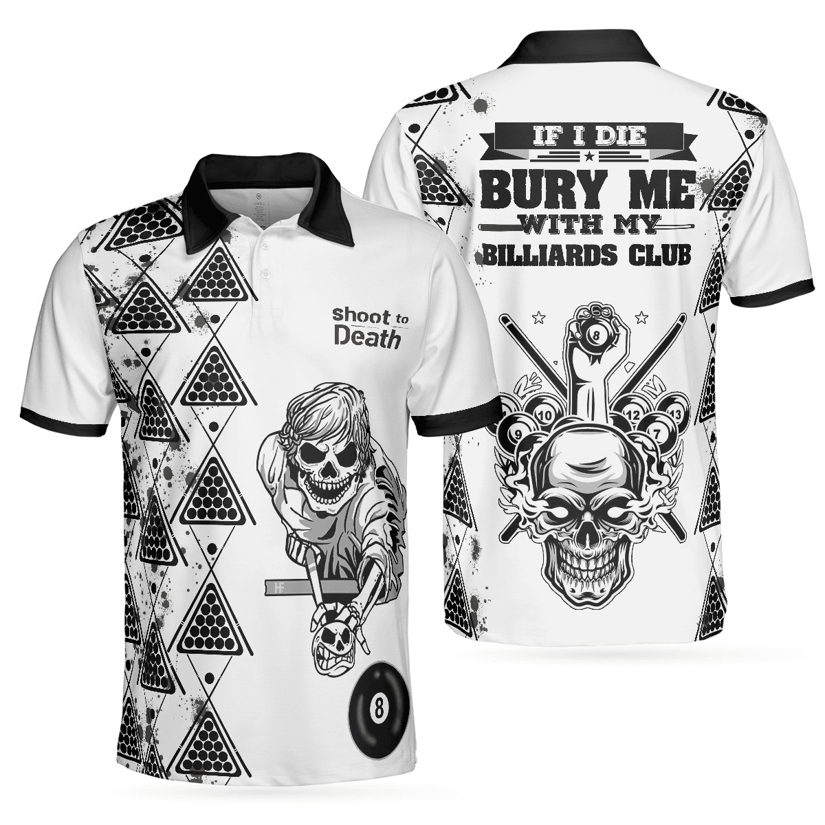 Men Polo Shirt - Billiards To Death Burry Me With Billiards Club Polo Shirt, Cool Skull Polo Shirt Design For Billiards Lovers - Amzanimalsgift