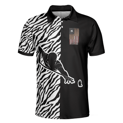 Men Polo Shirt - Billiards Zebra Polo Shirt, Cool Billiards Polo Shirt With Zebra Pattern, Best Pool Shirt For Pool Players - Amzanimalsgift