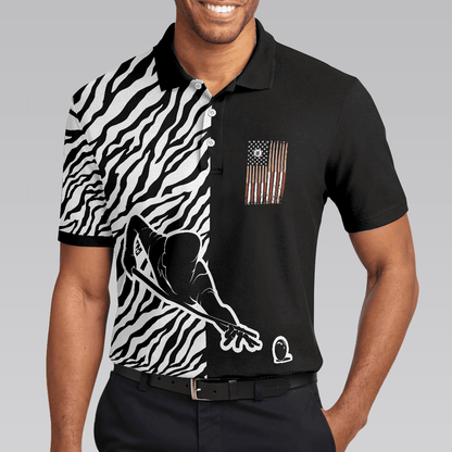 Men Polo Shirt - Billiards Zebra Polo Shirt, Cool Billiards Polo Shirt With Zebra Pattern, Best Pool Shirt For Pool Players - Amzanimalsgift