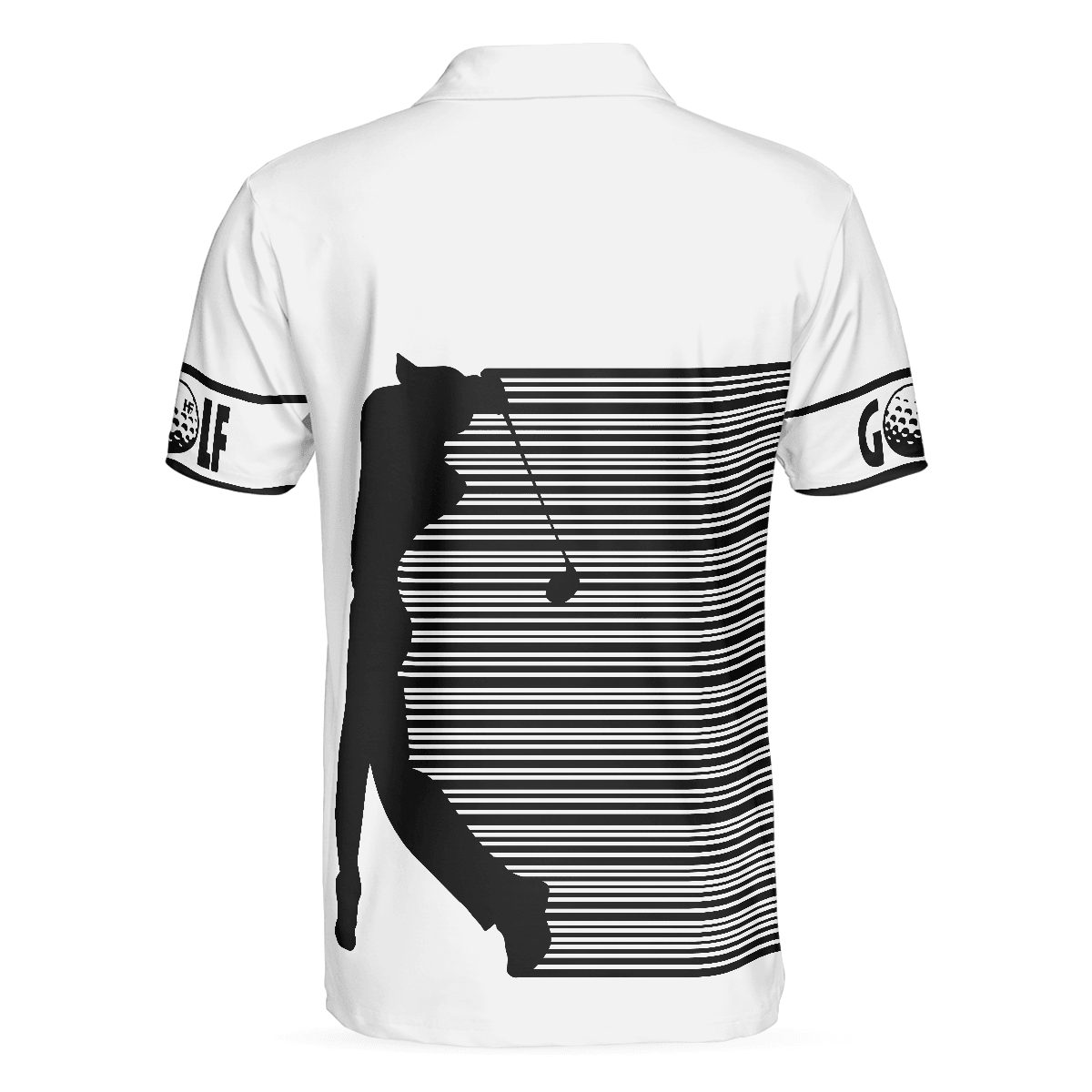 Men Polo Shirt - Black and White Stripes Barcode Golfing Polo Shirt, Golfer Hard Swing Polo Shirt, Best Golf Shirt For Men - Amzanimalsgift