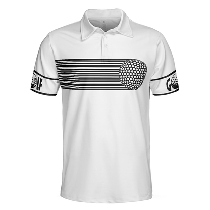 Men Polo Shirt - Black and White Stripes Barcode Golfing Polo Shirt, Golfer Hard Swing Polo Shirt, Best Golf Shirt For Men - Amzanimalsgift