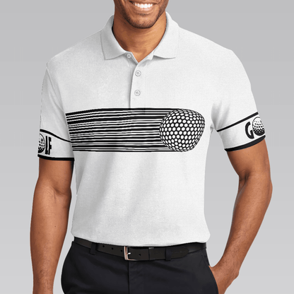Men Polo Shirt - Black and White Stripes Barcode Golfing Polo Shirt, Golfer Hard Swing Polo Shirt, Best Golf Shirt For Men - Amzanimalsgift