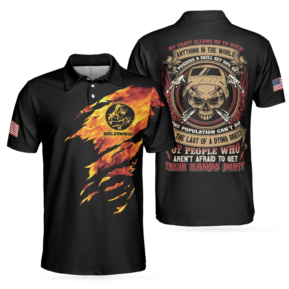 Men Polo Shirt - Boilermaker My Craft Allows Me To Build Anything Polo Shirt, Skull Polo Shirt, Boilermaker Shirt For Men - Amzanimalsgift