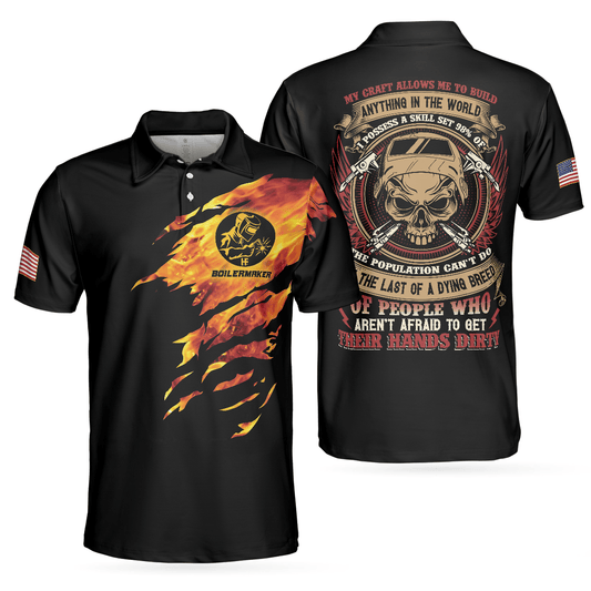 Men Polo Shirt - Boilermaker My Craft Allows Me To Build Anything Polo Shirt, Skull Polo Shirt, Boilermaker Shirt For Men - Amzanimalsgift