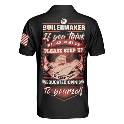 Men Polo Shirt - Boilermaker Proud Black And White Short Sleeve Skull Polo Shirt, Best Boilermaker Shirt For Men - Amzanimalsgift