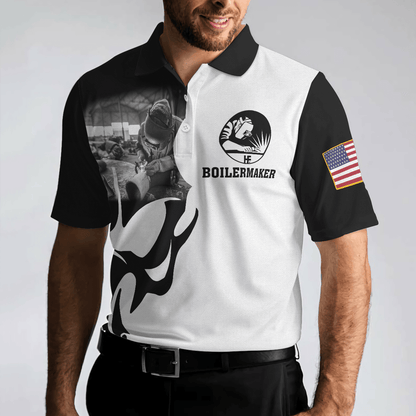 Men Polo Shirt - Boilermaker Proud Black And White Short Sleeve Skull Polo Shirt, Best Boilermaker Shirt For Men - Amzanimalsgift