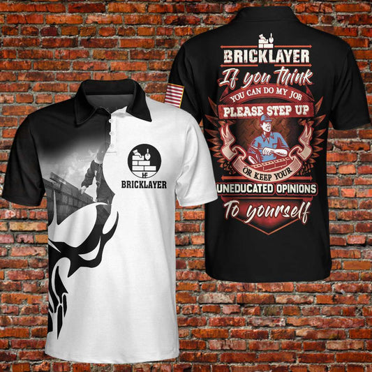 Men Polo Shirt - Bricklayer Proud Skull Short Sleeve Polo Shirt, If You Think You Can Do My Job Polo Shirt, Bricklayer Shirt For Men - Amzanimalsgift