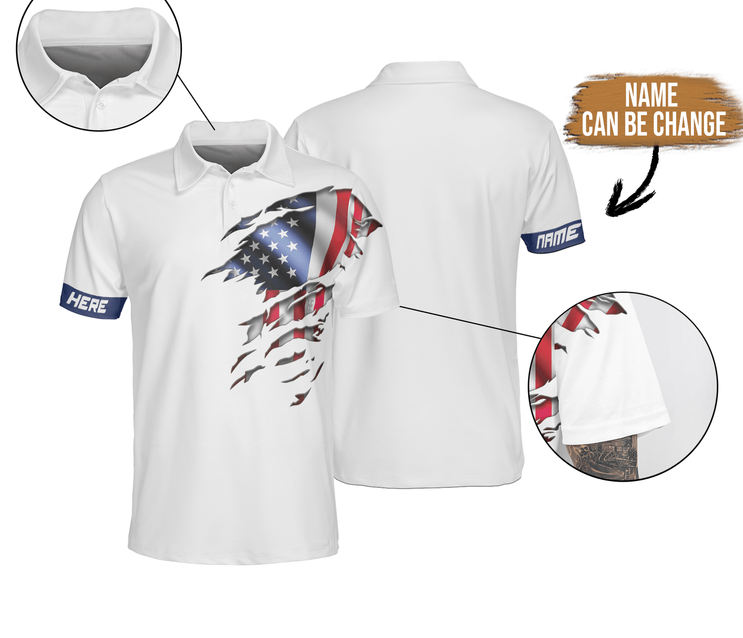 Men Polo Shirt Custom Name - USA Flag, American Flag Personalized Polo Shirt For Men - Gift For Husband, Boyfiend - Amzanimalsgift