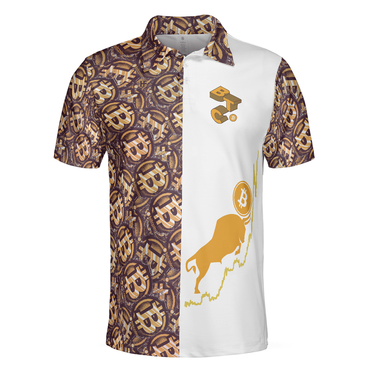 Men Polo Shirt - Golden Black Bitcoin Polo Shirt, White Bitcoin-Themed Polo Shirt, Best Shirt For Men, Bitcoin Investors - Amzanimalsgift