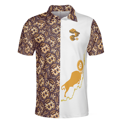Men Polo Shirt - Golden Black Bitcoin Polo Shirt, White Bitcoin-Themed Polo Shirt, Best Shirt For Men, Bitcoin Investors - Amzanimalsgift