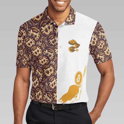 Men Polo Shirt - Golden Black Bitcoin Polo Shirt, White Bitcoin-Themed Polo Shirt, Best Shirt For Men, Bitcoin Investors - Amzanimalsgift