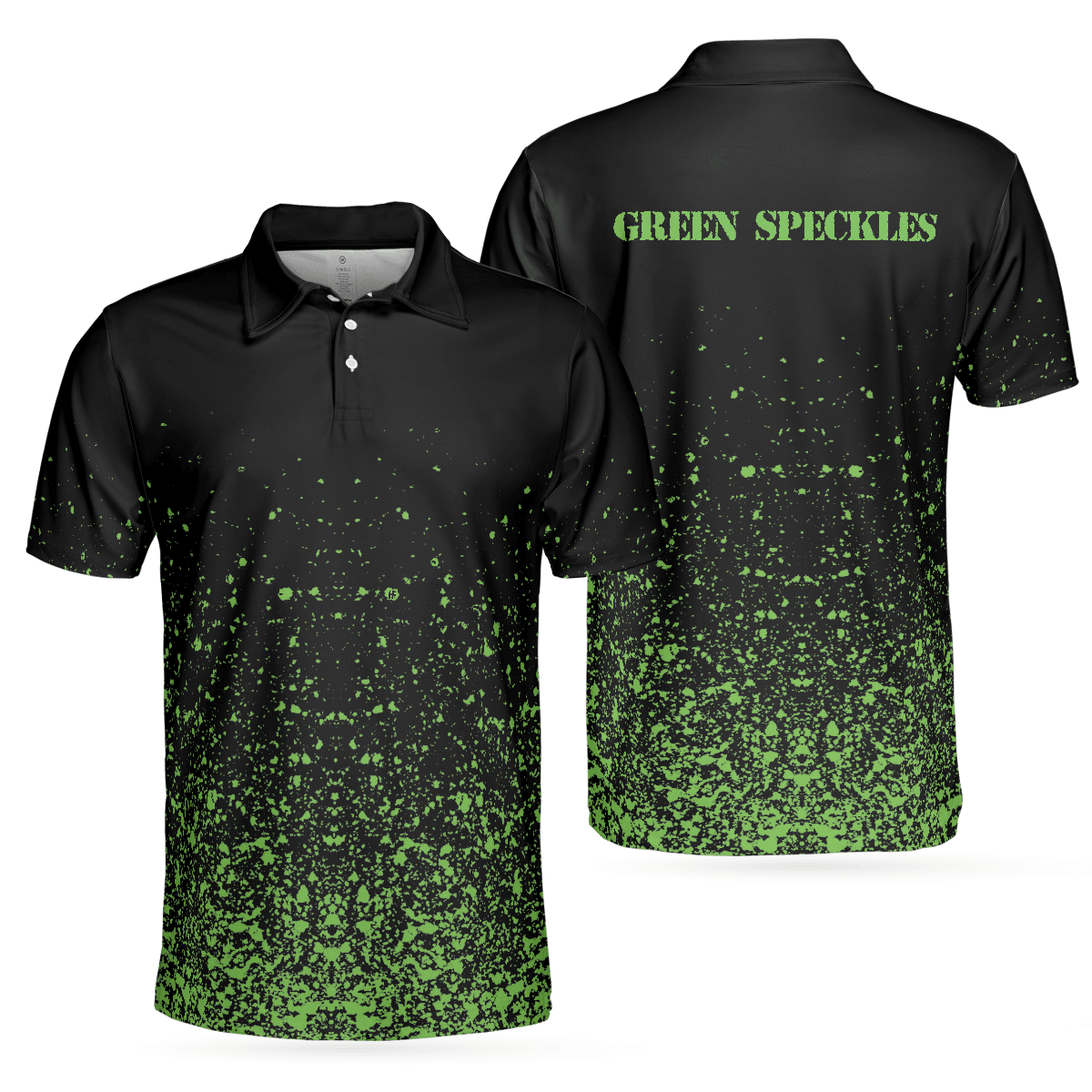 Men Polo Shirt - Green Speckles Polo Shirt All Over Print Men Polo Shirt, Unique Golf Shirt For Men - Amzanimalsgift