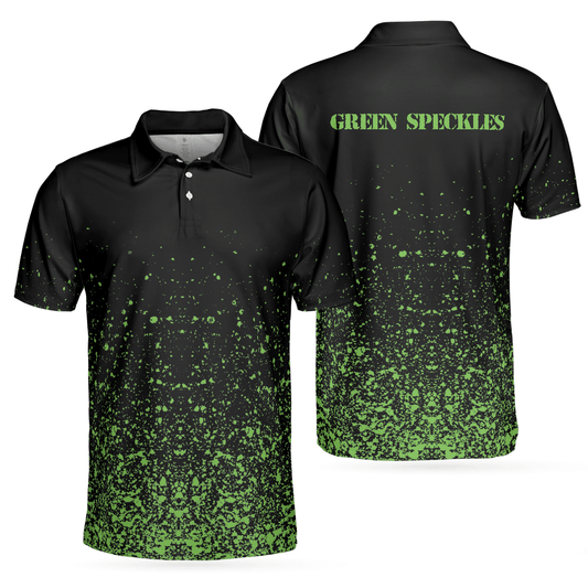 Men Polo Shirt - Green Speckles Polo Shirt All Over Print Men Polo Shirt, Unique Golf Shirt For Men - Amzanimalsgift