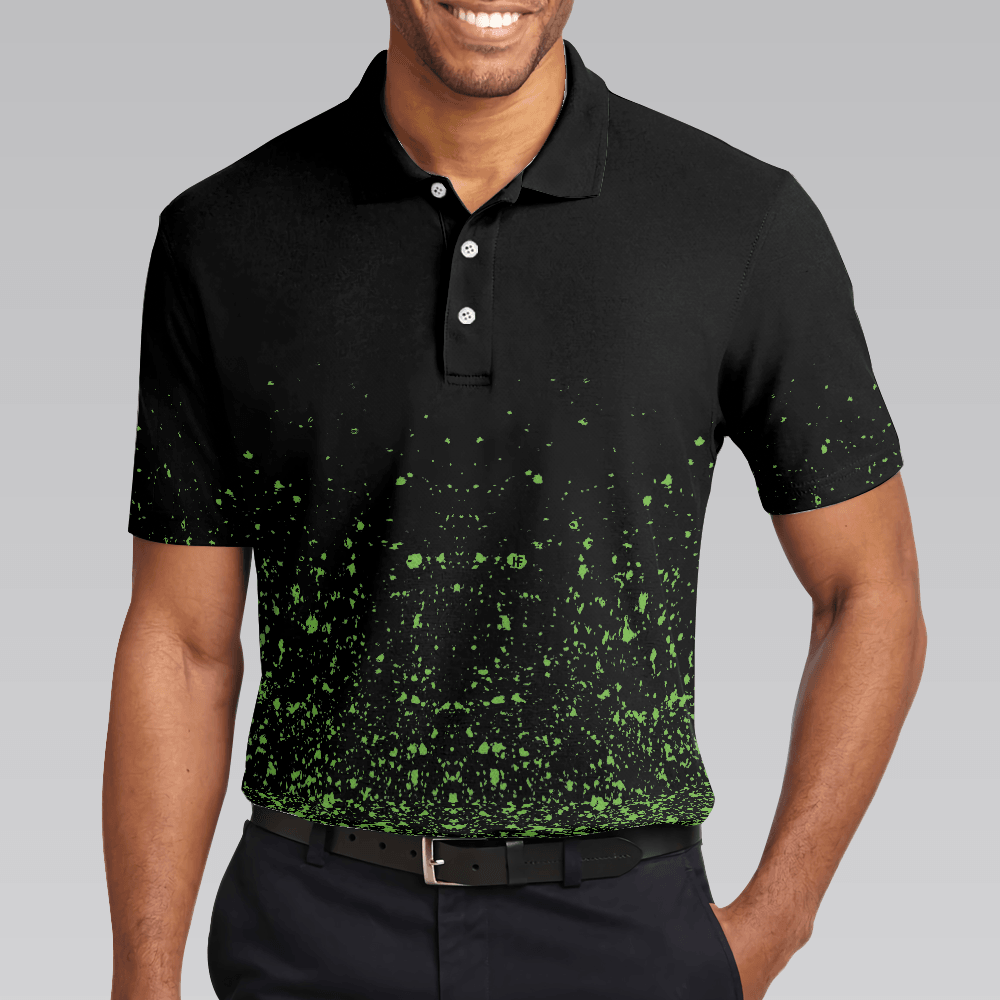 Men Polo Shirt - Green Speckles Polo Shirt All Over Print Men Polo Shirt, Unique Golf Shirt For Men - Amzanimalsgift