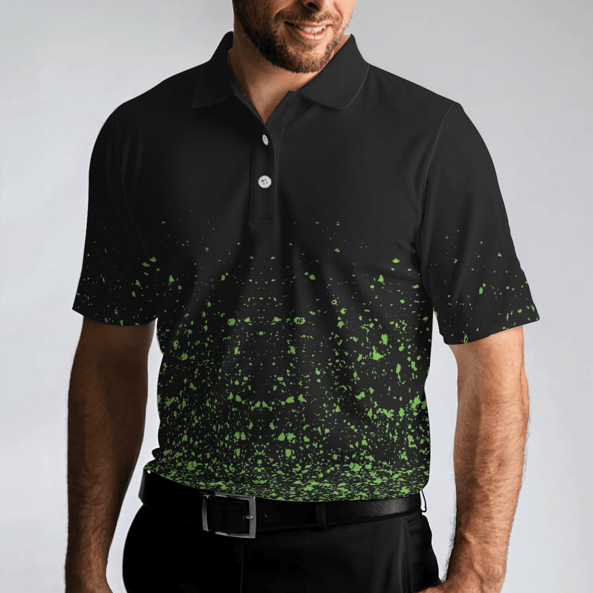 Men Polo Shirt - Green Speckles Polo Shirt All Over Print Men Polo Shirt, Unique Golf Shirt For Men - Amzanimalsgift