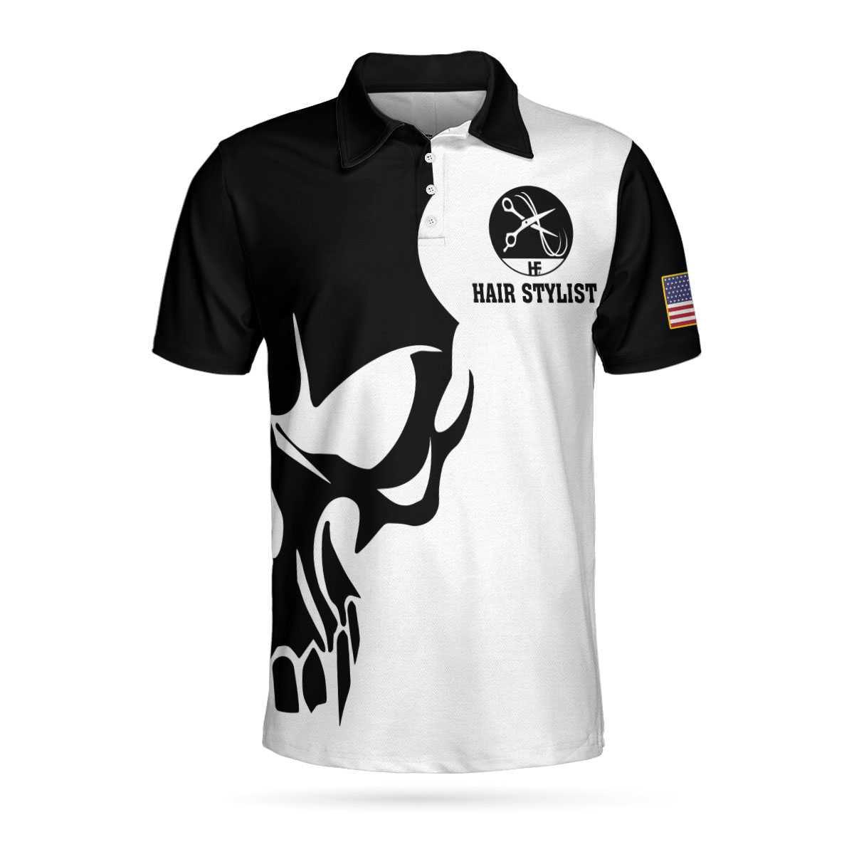 Men Polo Shirt - Hair Stylist Proud Skull Men Polo Shirt, If You Think You Can Do My Job Skull Polo Shirt, Hair Stylist Shirt For Men - Amzanimalsgift