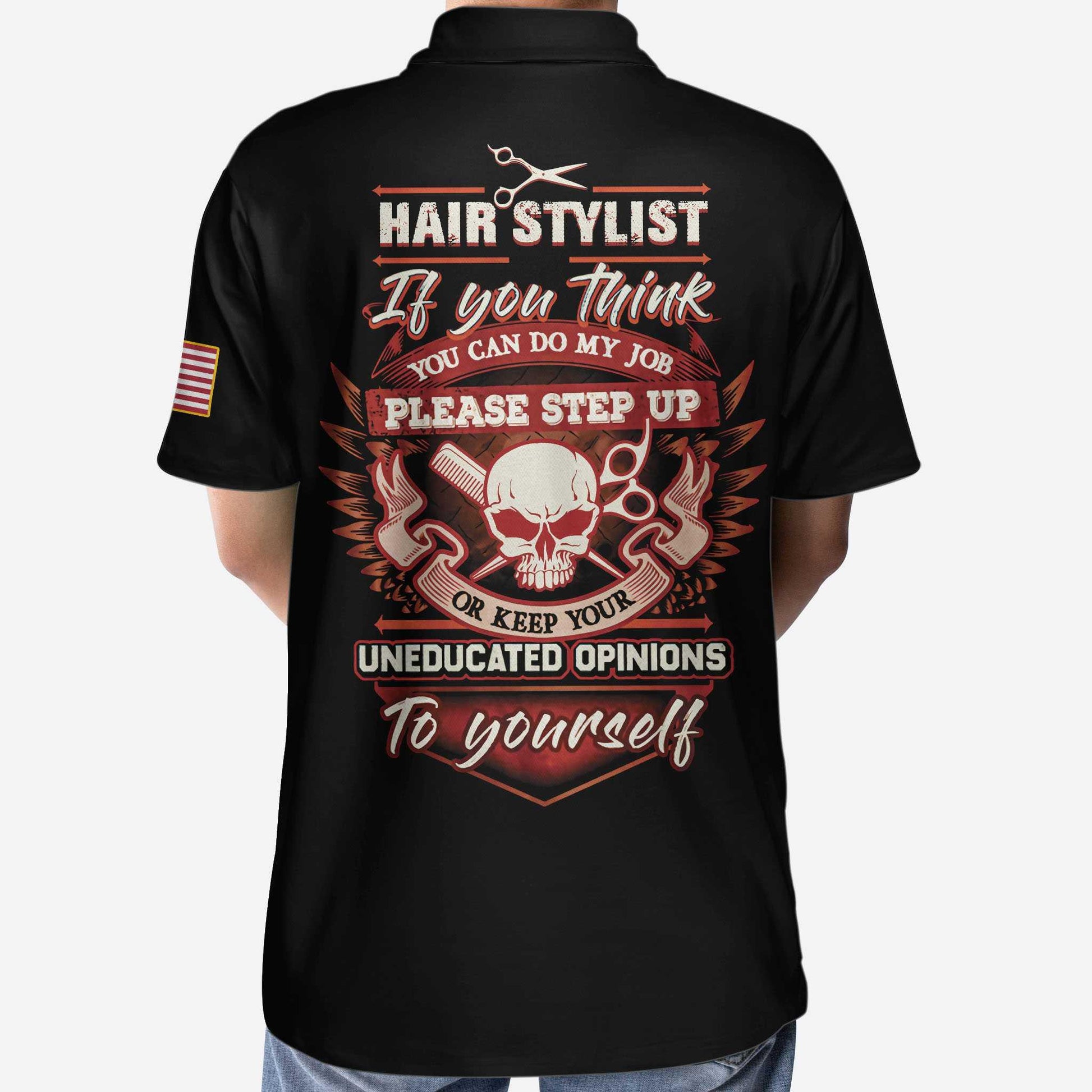 Men Polo Shirt - Hair Stylist Proud Skull Men Polo Shirt, If You Think You Can Do My Job Skull Polo Shirt, Hair Stylist Shirt For Men - Amzanimalsgift