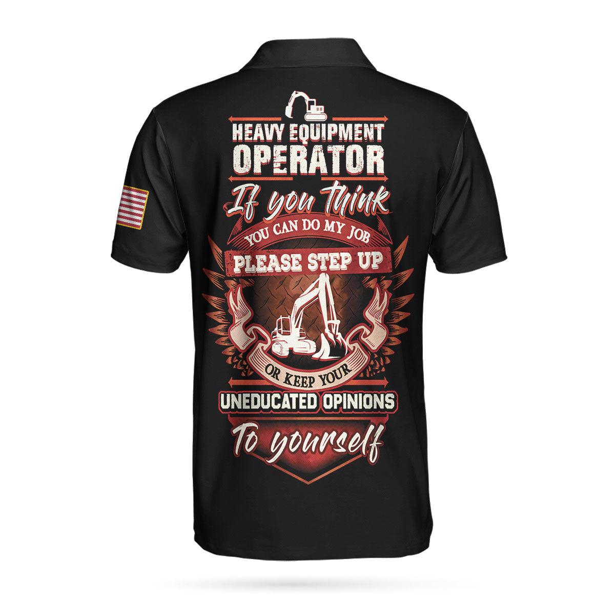 Men Polo Shirt - Heavy Equipment Operator Proud Skull US Flag, If You Think You Can Do My Job Skull Heavy Equipment Operator Shirt, Best Gift For Men - Amzanimalsgift