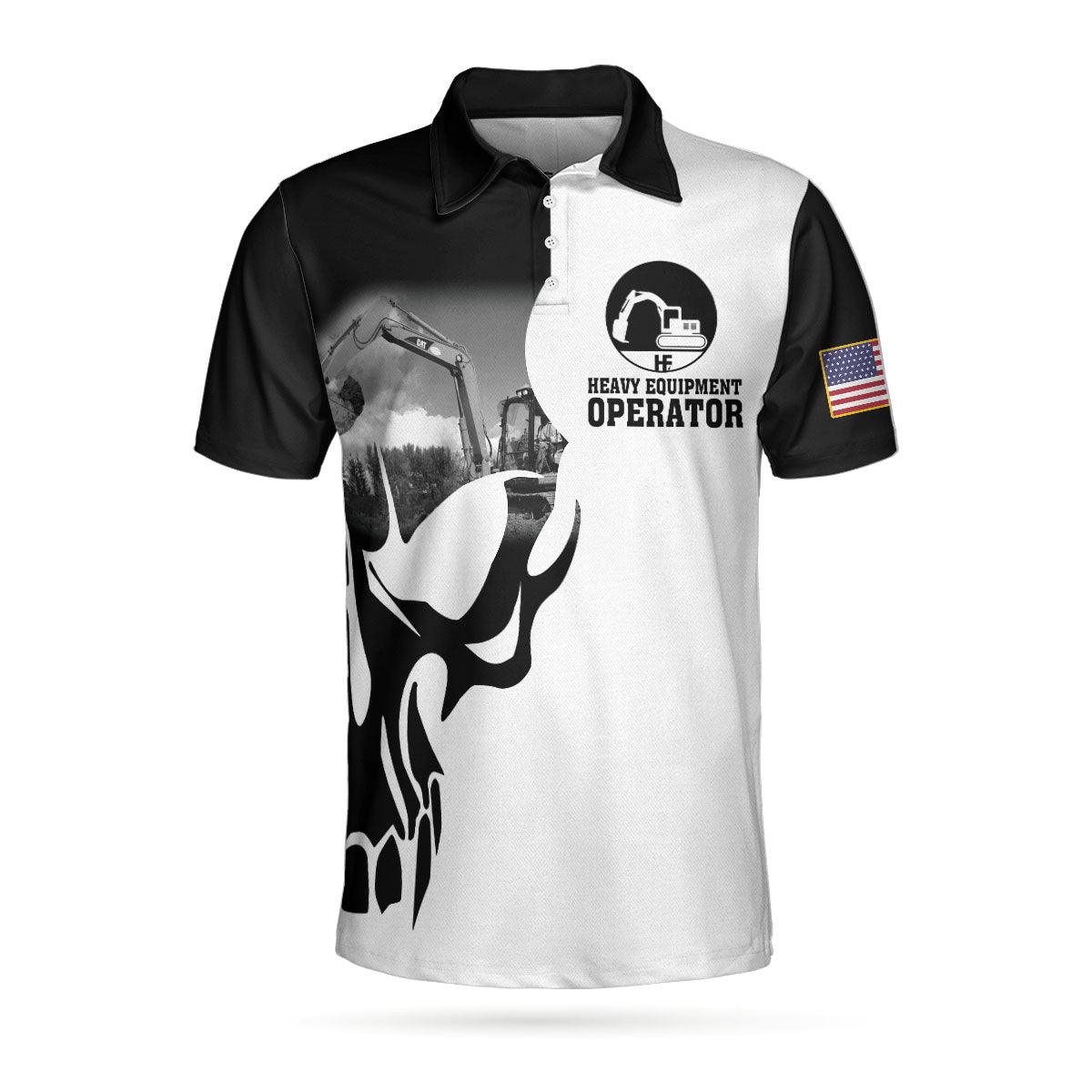 Men Polo Shirt - Heavy Equipment Operator Proud Skull US Flag, If You Think You Can Do My Job Skull Heavy Equipment Operator Shirt, Best Gift For Men - Amzanimalsgift