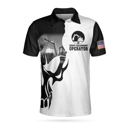 Men Polo Shirt - Heavy Equipment Operator Proud Skull US Flag, If You Think You Can Do My Job Skull Heavy Equipment Operator Shirt, Best Gift For Men - Amzanimalsgift