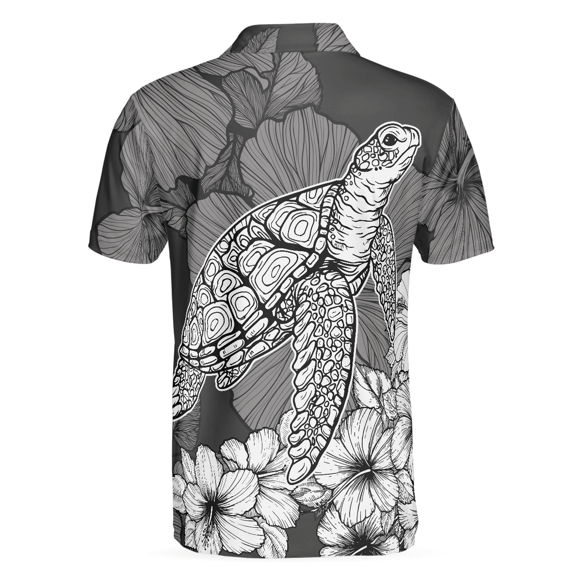 Men Polo Shirt - Hibiscus Turtle Shirt For Men Polo Shirt, Sea Turtle Polo Shirt For Men, Hibiscus Floral Shirt Design, Best Gift For Men - Amzanimalsgift