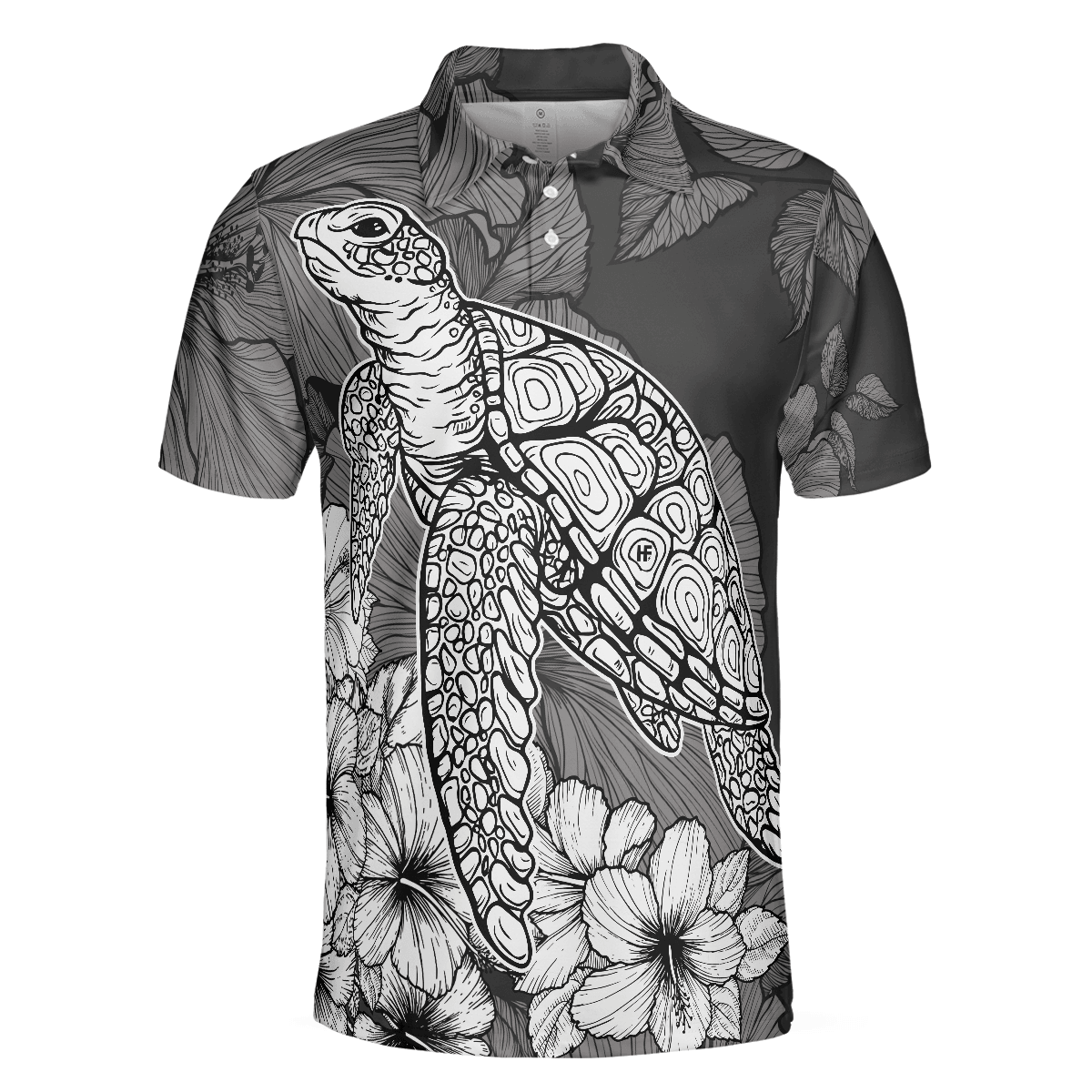 Men Polo Shirt - Hibiscus Turtle Shirt For Men Polo Shirt, Sea Turtle Polo Shirt For Men, Hibiscus Floral Shirt Design, Best Gift For Men - Amzanimalsgift