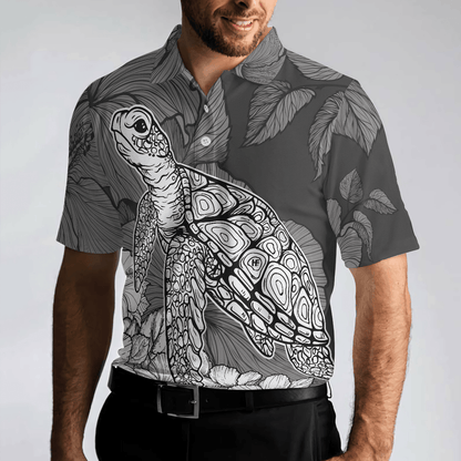Men Polo Shirt - Hibiscus Turtle Shirt For Men Polo Shirt, Sea Turtle Polo Shirt For Men, Hibiscus Floral Shirt Design, Best Gift For Men - Amzanimalsgift