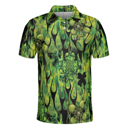 Men Polo Shirt - Irish Skull Saint Patricks Men Polo Shirt, Green Skull St Patrick Day Polo Shirt, Best Gift Idea For Irish Friends - Amzanimalsgift
