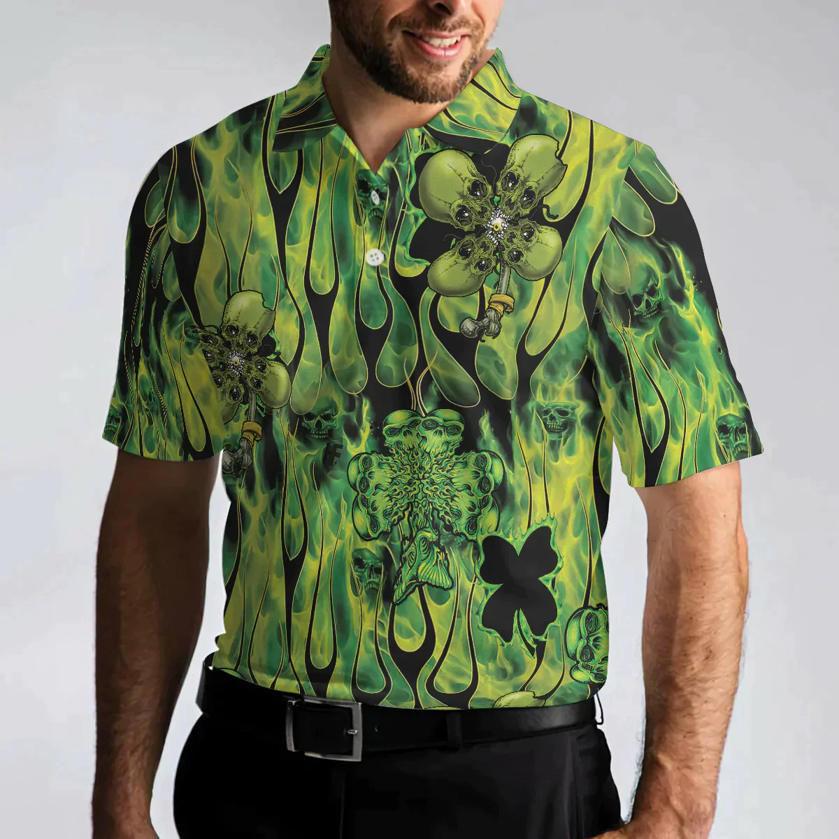 Men Polo Shirt - Irish Skull Saint Patricks Men Polo Shirt, Green Skull St Patrick Day Polo Shirt, Best Gift Idea For Irish Friends - Amzanimalsgift