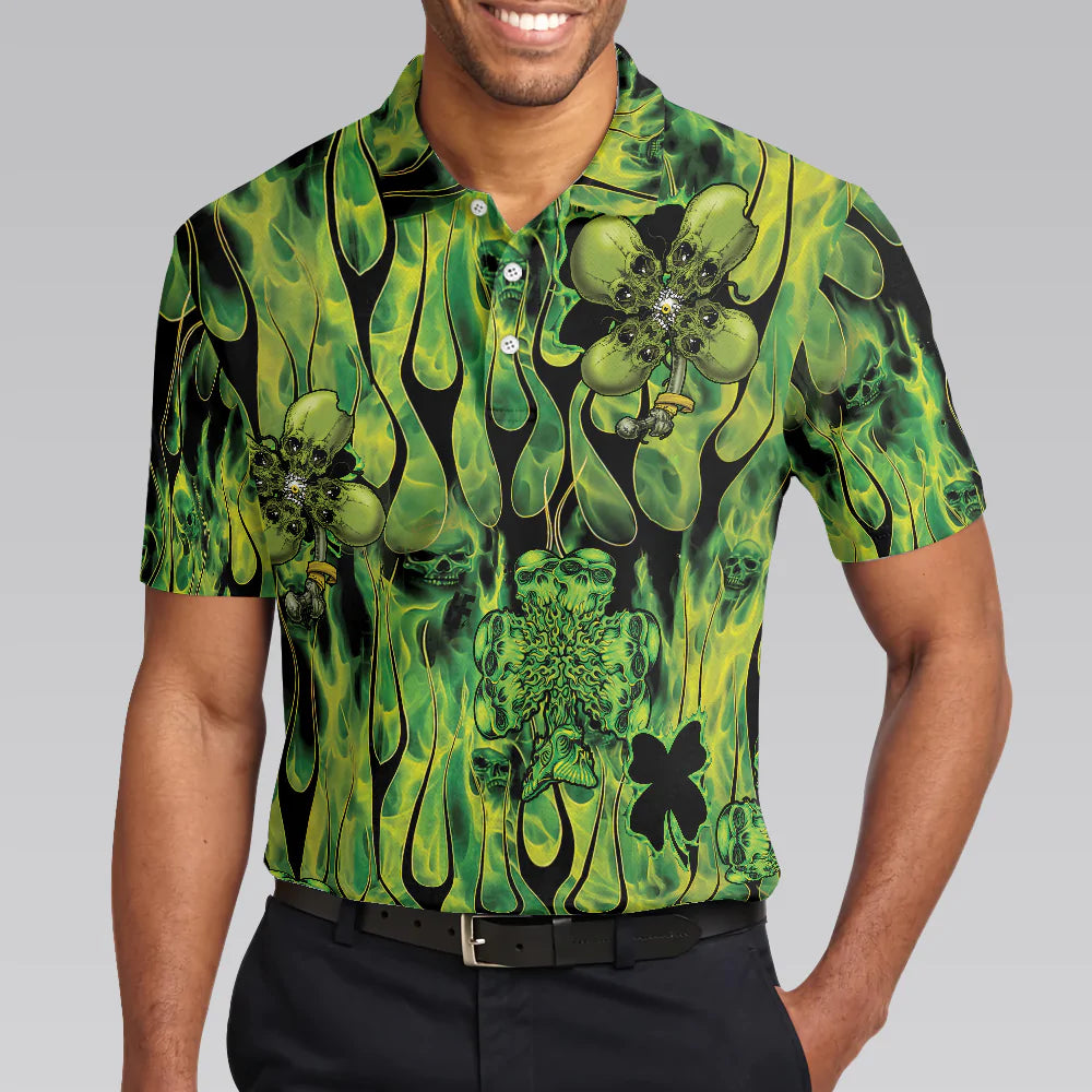 Men Polo Shirt - Irish Skull Saint Patricks Men Polo Shirt, Green Skull St Patrick Day Polo Shirt, Best Gift Idea For Irish Friends - Amzanimalsgift