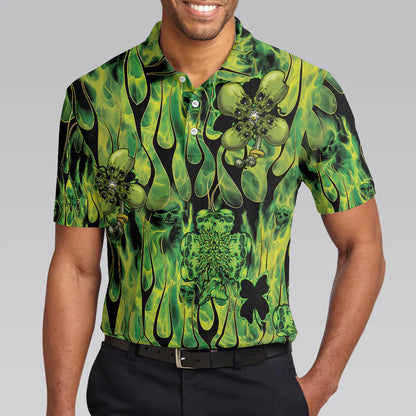 Men Polo Shirt - Irish Skull Saint Patricks Men Polo Shirt, Green Skull St Patrick Day Polo Shirt, Best Gift Idea For Irish Friends - Amzanimalsgift