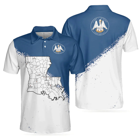 Men Polo Shirt - Louisiana State And Map Men Polo Shirt - Cool Lousiana Flag Shirt For Men - Amzanimalsgift