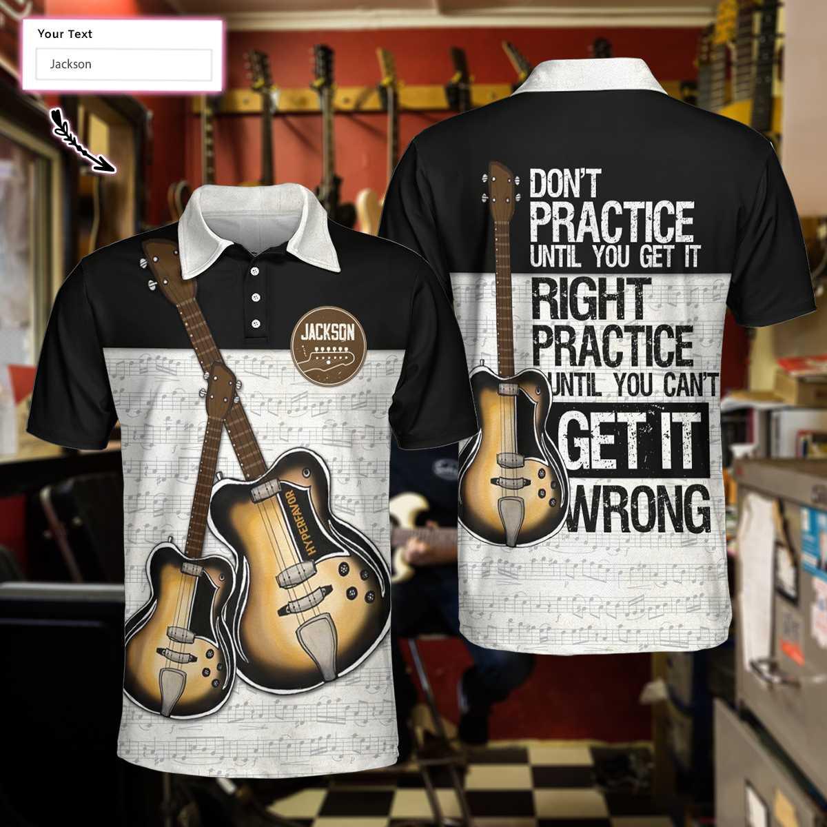 Men Polo Shirt - Personalized Guitar Men Polo Shirt, Guitarist Don't Practice Until You Get It Right Custom Polo Shirt, Best Music Shirt For Men - Amzanimalsgift