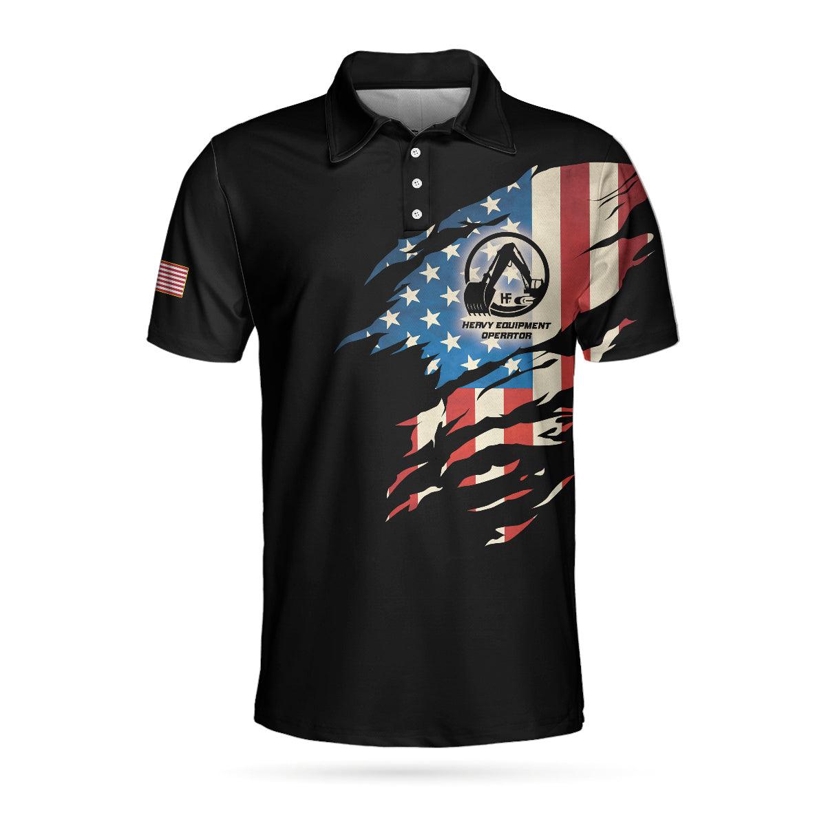 Men Polo Shirt - Skull Heavy Equipment Operator US Flag Men , Heavy Equipment Operator My Craft Allows Me To Operate Anything Polo Shirt For Men - Amzanimalsgift