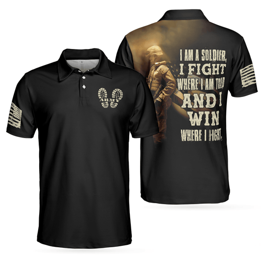 Men Polo Shirt - Soldier Men Polo Shirt, I Am A Soldier Polo Shirt, Black Veteran Sayings Polo Shirt, Thoughtful Gift Idea For Veteran Dad - Amzanimalsgift
