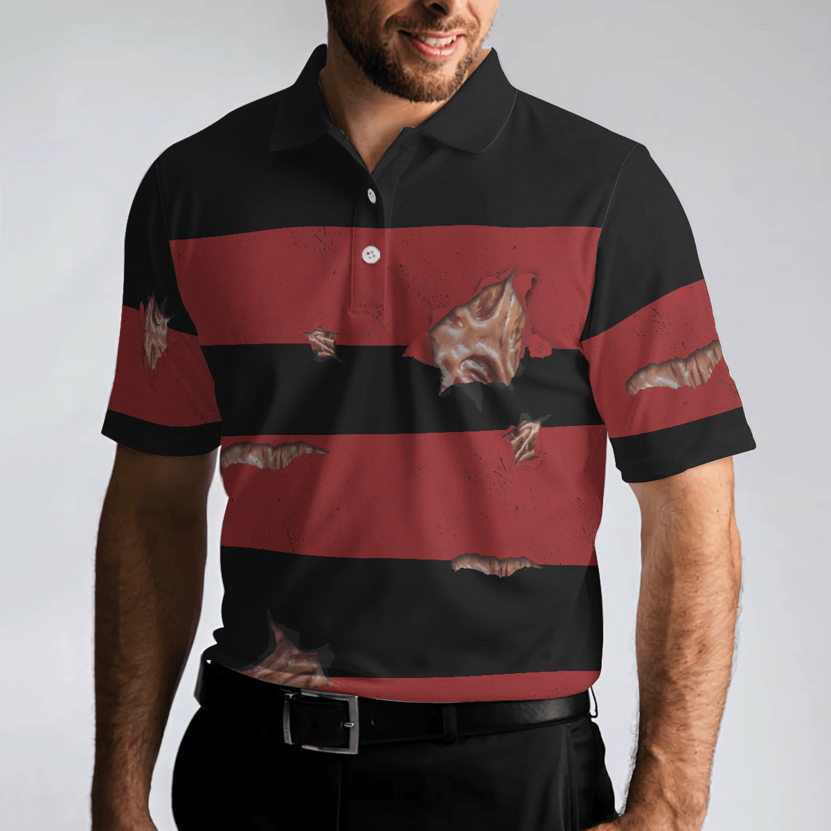 Men Polo Shirt - The Nightmare Is Coming To Town Halloween Polo Shirt, Scary Halloween Shirt - Perfect Gift For Men - Amzanimalsgift