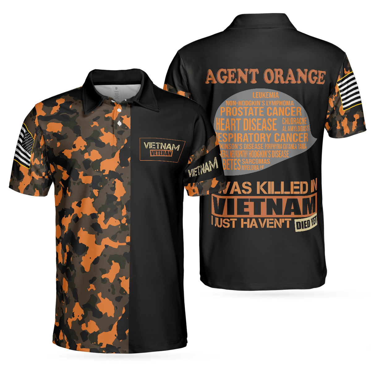 Men Polo Shirt - The War Is Over But The Battle Continues Agent Orange Dioxin Polo Shirt, American Flag Golf Shirt - Perfect Gift For Men - Amzanimalsgift