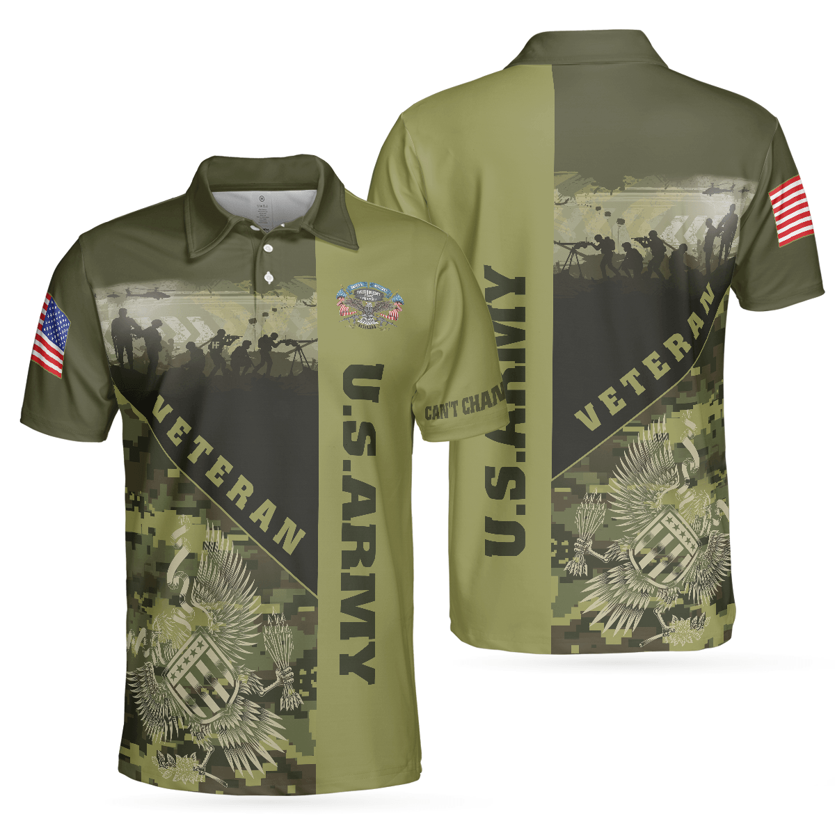 Men Polo Shirt - US Army Veterans Can't Change History Green Veteran Polo Shirt, Patriotic Veteran Shirt - Perfect Gift For Men - Amzanimalsgift