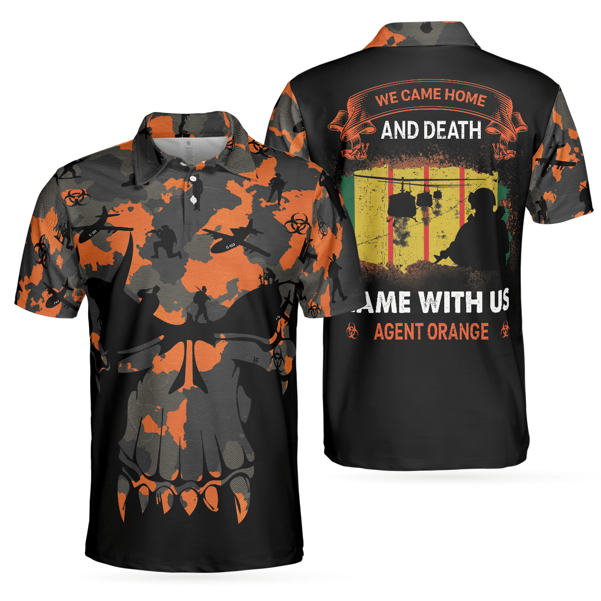 Men Polo Shirt - We Came Home And Death Came With Us Agent Orange Polo shirt, Thoughtful Gift Idea For Retired Veterans - Perfect Gift For Men, Veterans - Amzanimalsgift