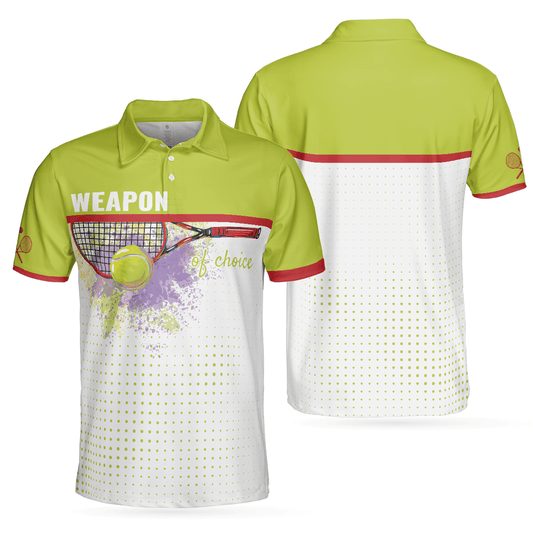 Men Polo Shirt - Weapon Of Choice Polo Shirt, Tennis Racket Hit The Ball Polo Shirt, Best Golf Shirt For Men - Perfect Gift For Men, Tennis Players - Amzanimalsgift